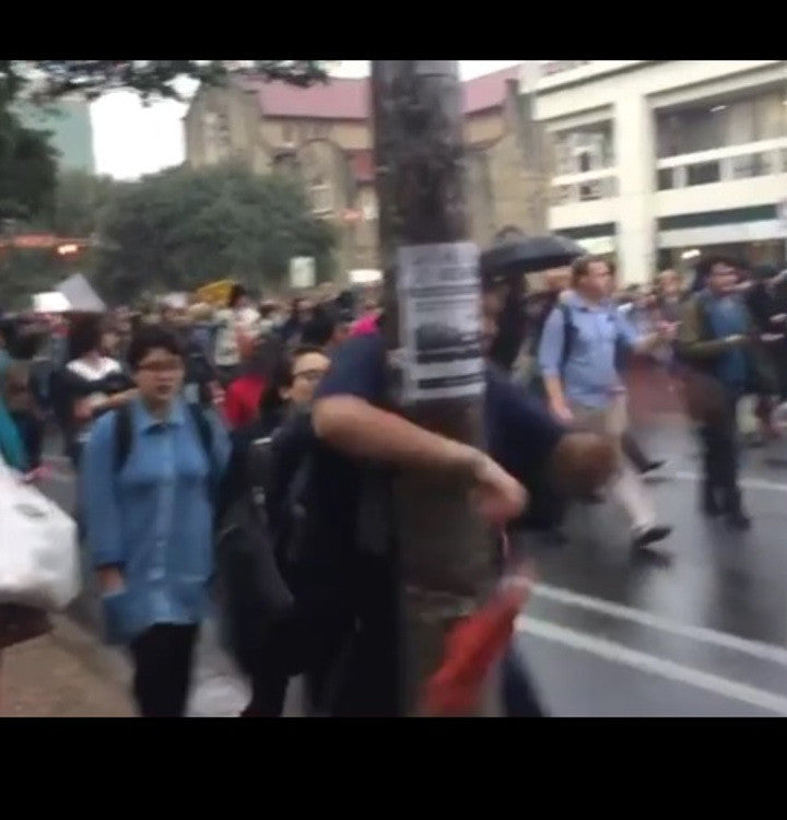 Anti-Trump Protester Walks Into Pole