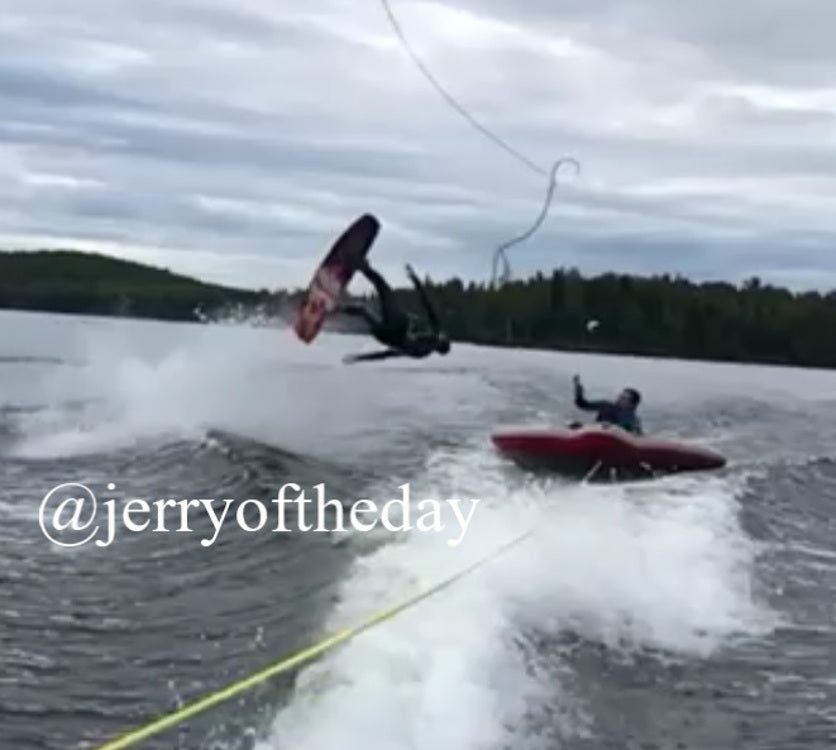Wakeboarder Lands on Tuber