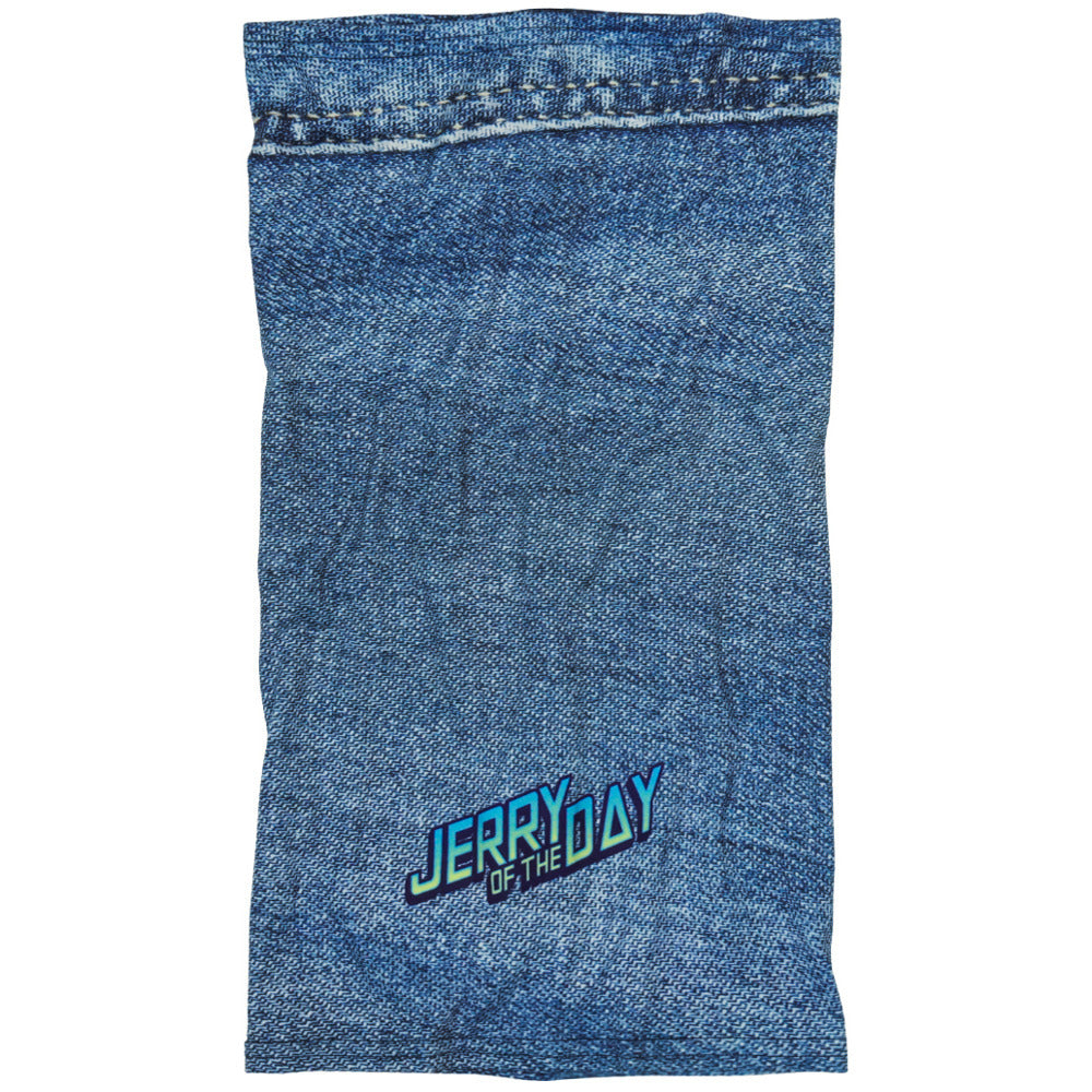 Jerry of the day denim neck tube gator face mask buff