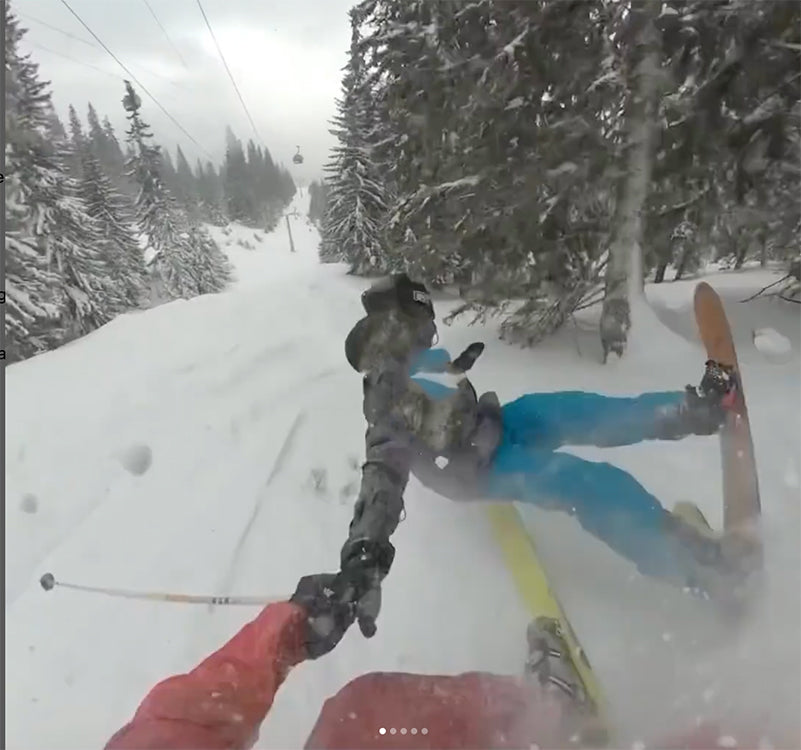 Huge Skier On Snowboarder Collision