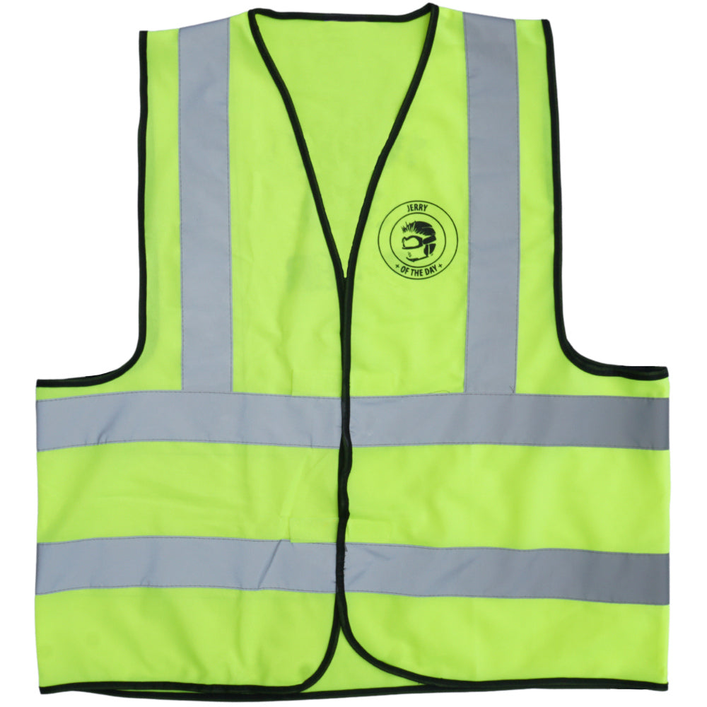 Jerry of the Day Caution Shit Skier Vest, front view. Funny ski and snowboard gifts, shirts and apparel. 