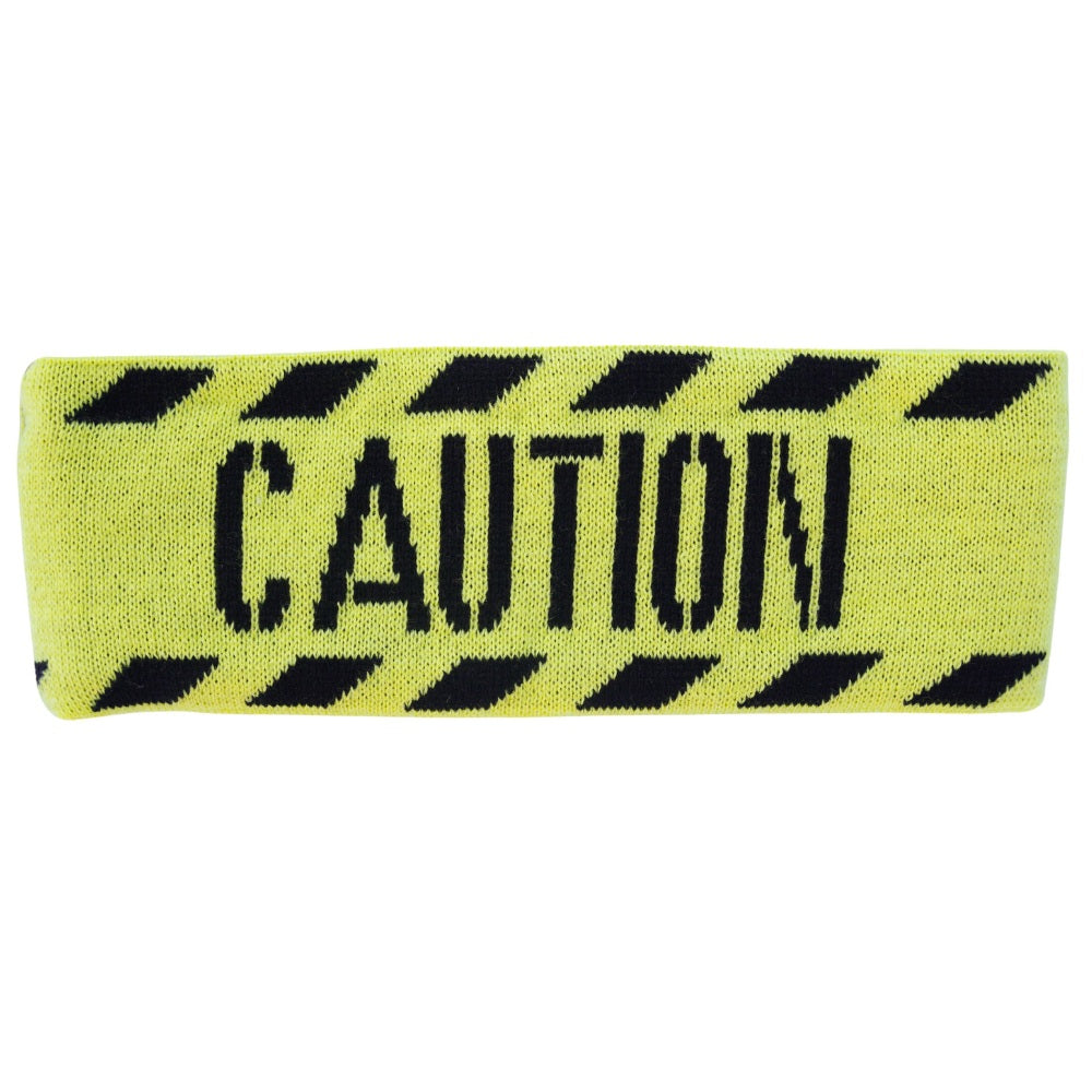 Jerry of the Day Caution Shit Skier Headband, back view. Funny ski and snowboard gifts, shirts and apparel. 