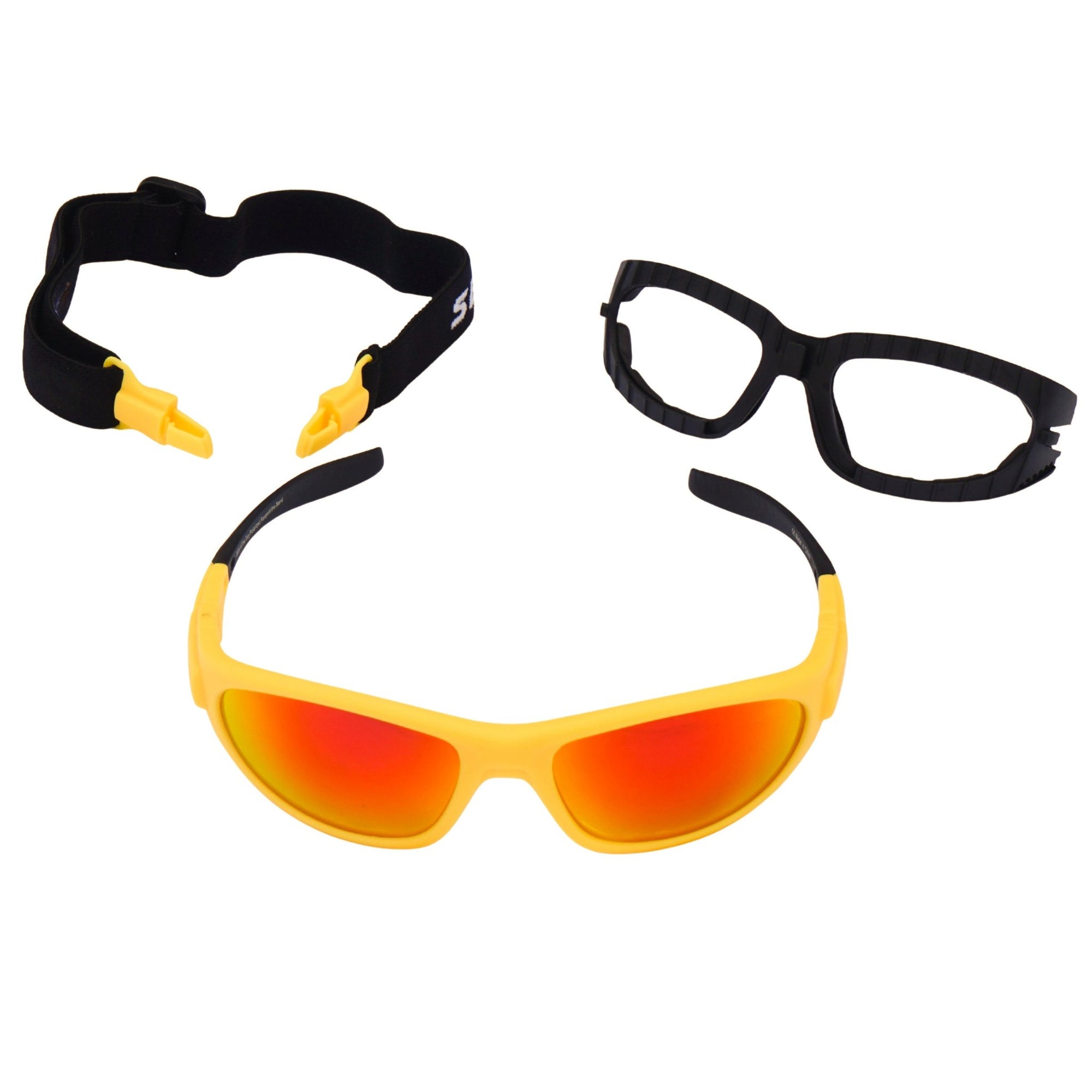 Jerry of the Day Send-O-Vision 10.0 The Jenius - Polarized in yellow with all of the attachments shown. Funny ski and snowboard gifts, gear and apparel. 