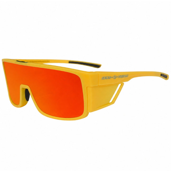 Jerry of the Day Send-O-Vision 9.0 Sidekicks- Polarized in yellow side view. Funny ski and snowboard gifts, shirts and apparel. 