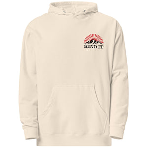 Jerry of the Day Send It Summit sweatshirt in bone. Funny ski and snowboard gifts, shirts and apparel