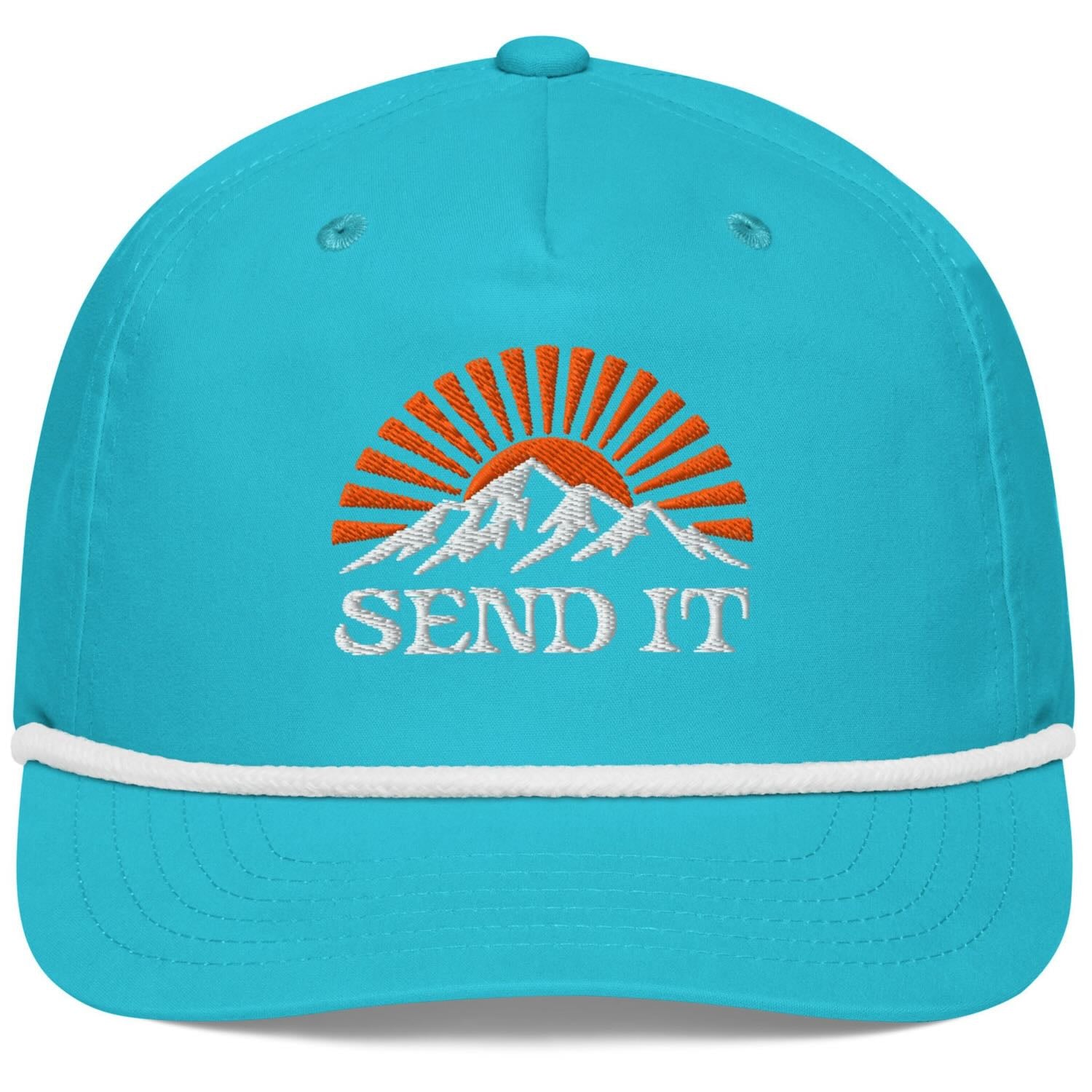 Jerry of the Day string summit send it hat in turquoise white funny ski and snowboard gifts