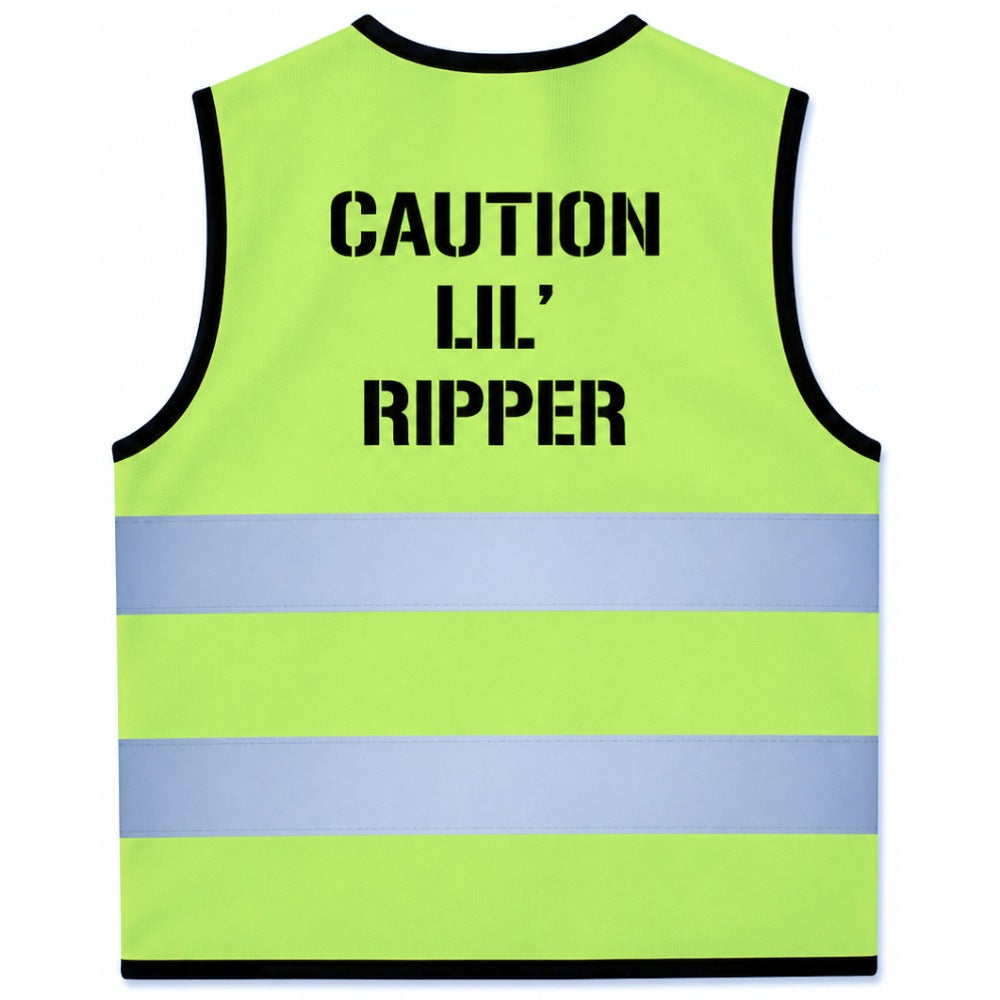 Jerry of the Day Caution Lil' Ripper Vest. Funny ski and snowboard gifts, shirts and apparel.