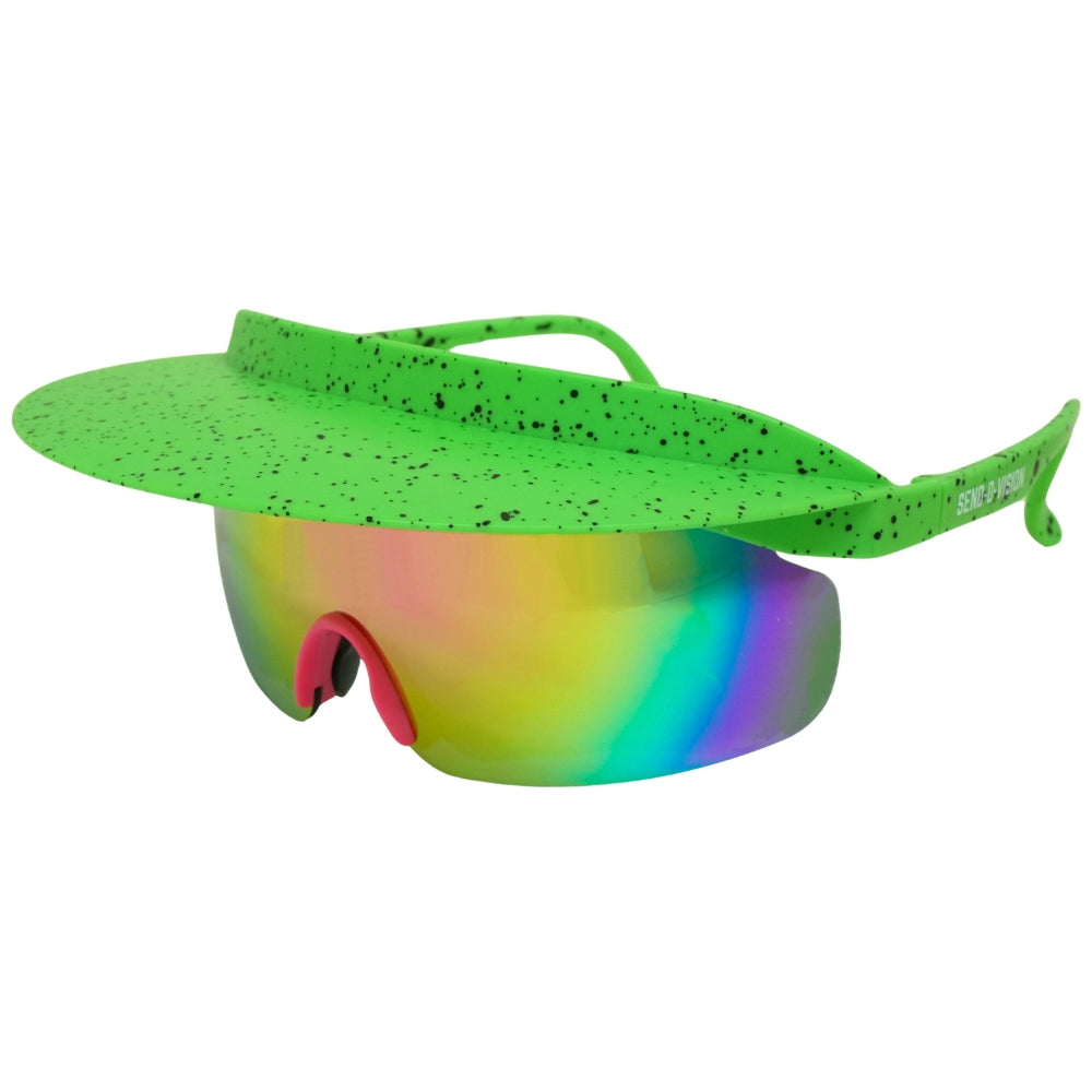 Jerry of the Day Send-O-Vision 8.0 the Sunsetter in green splatter side view.  Funny ski and snowboard gifts, shirts and apparel.