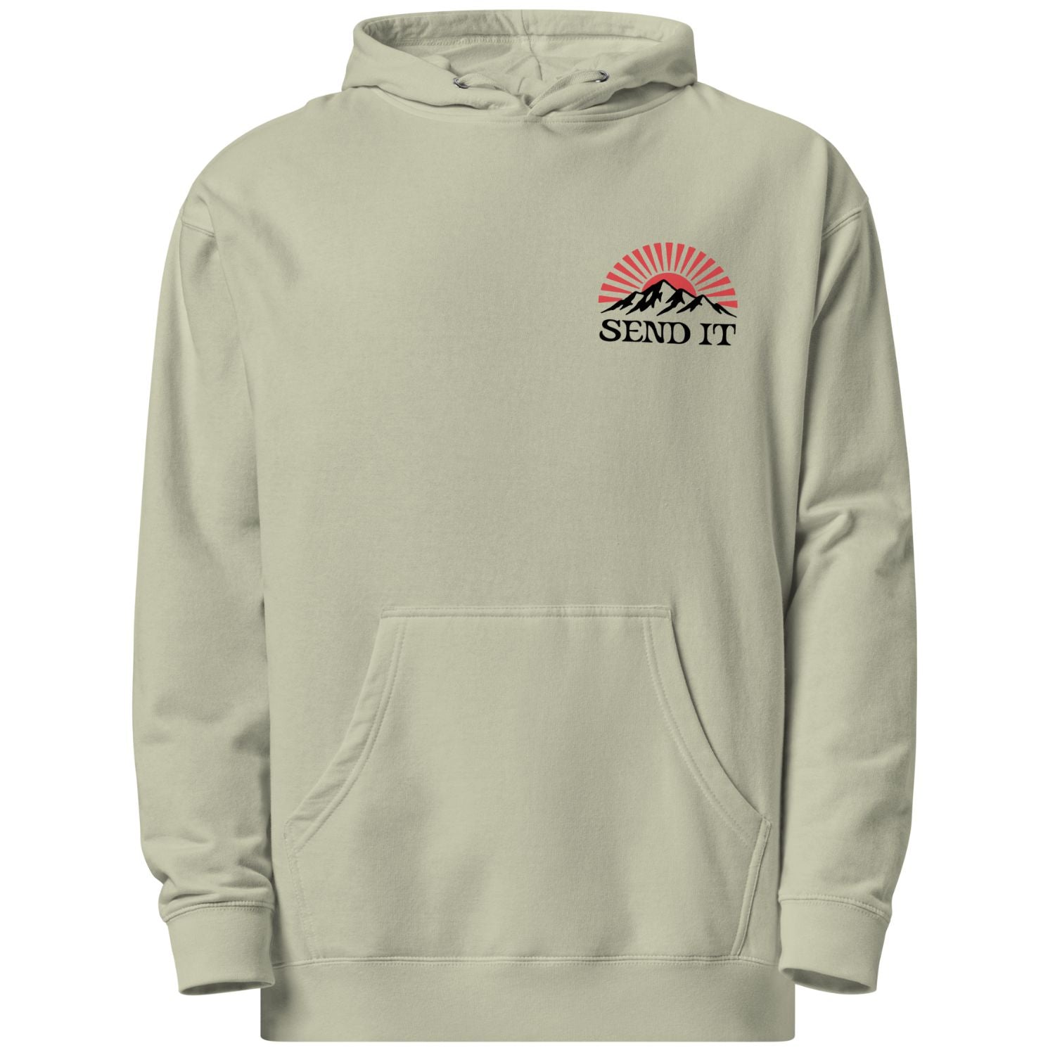 Jerry of the Day Send It Summit sweatshirt in sage. Funny ski and snowboard gifts, shirts and apparel