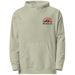 Jerry of the Day Send It Summit sweatshirt in sage. Funny ski and snowboard gifts, shirts and apparel