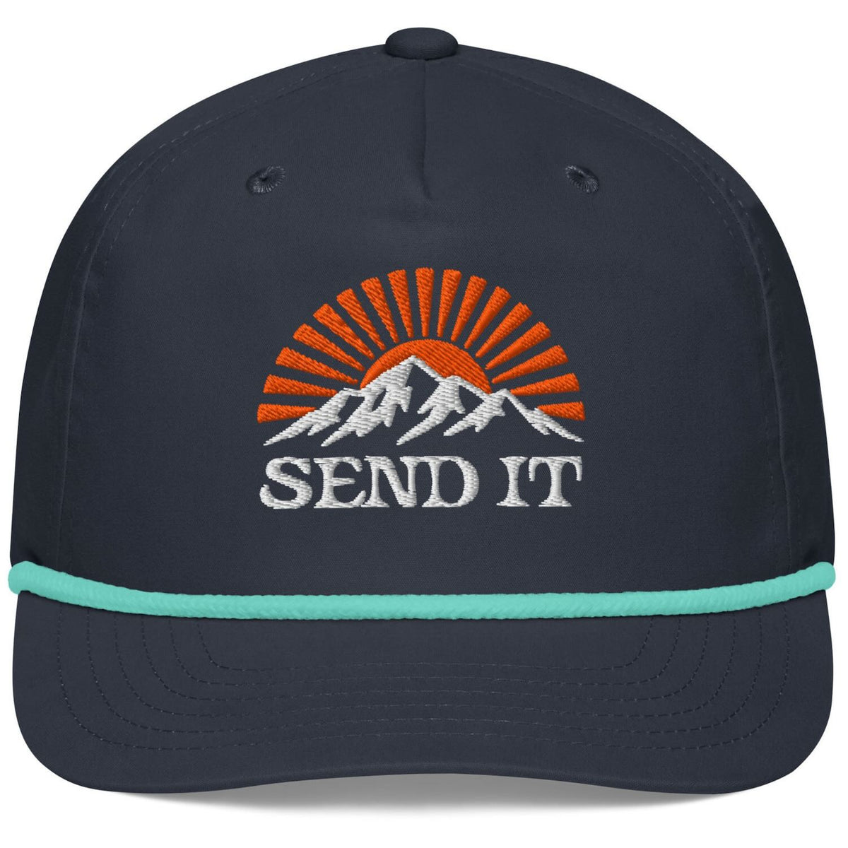 Jerry of the Day string summit send it hat in Navy Mint funny ski and snowboard gifts