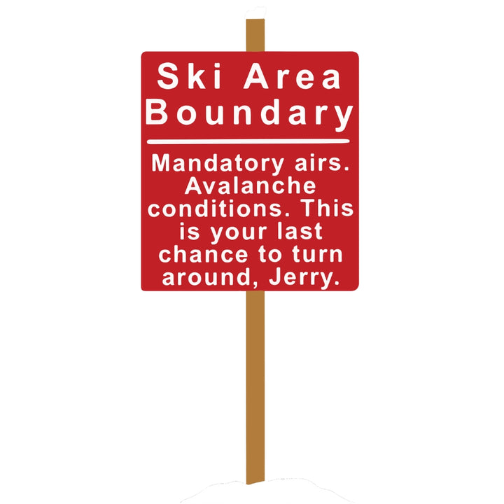 Jerry of the Day Mandatory AIr Tee Shirt graphic close up. Funny ski and snowboard gifts, shirts and apparel. 