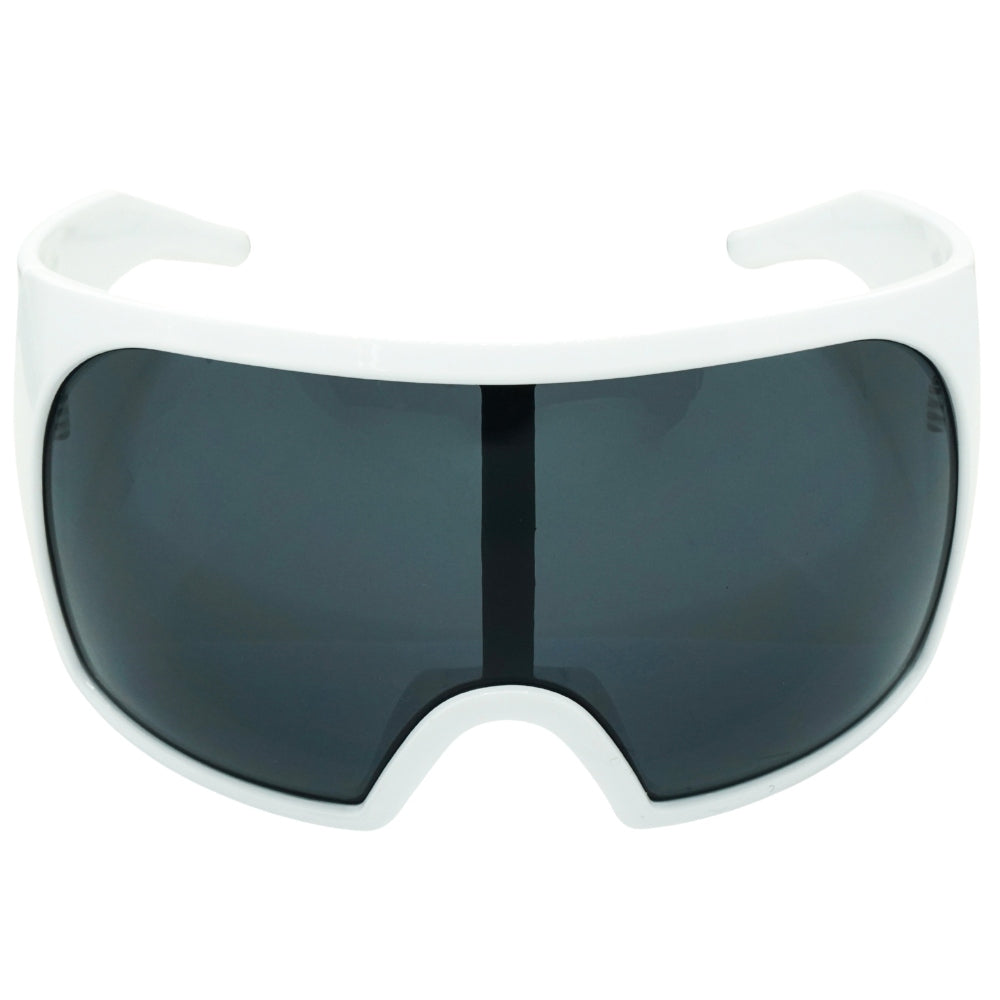 Jerry of the Day Send-O-Vision Magnum glasses in white, front view. Funny ski apparel and gifts.