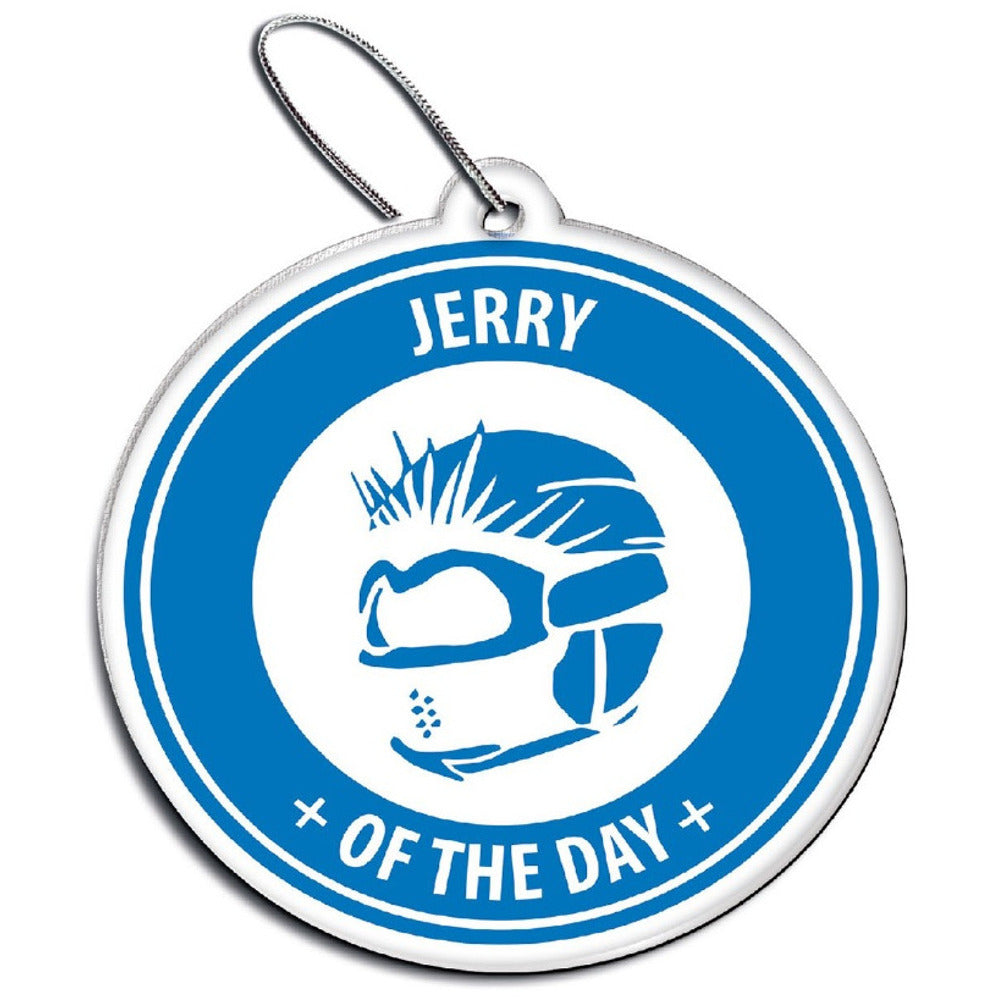 Jerry of the Day Logo Ornament. Funny ski and snowboard gifts, shirts, and apparel.
