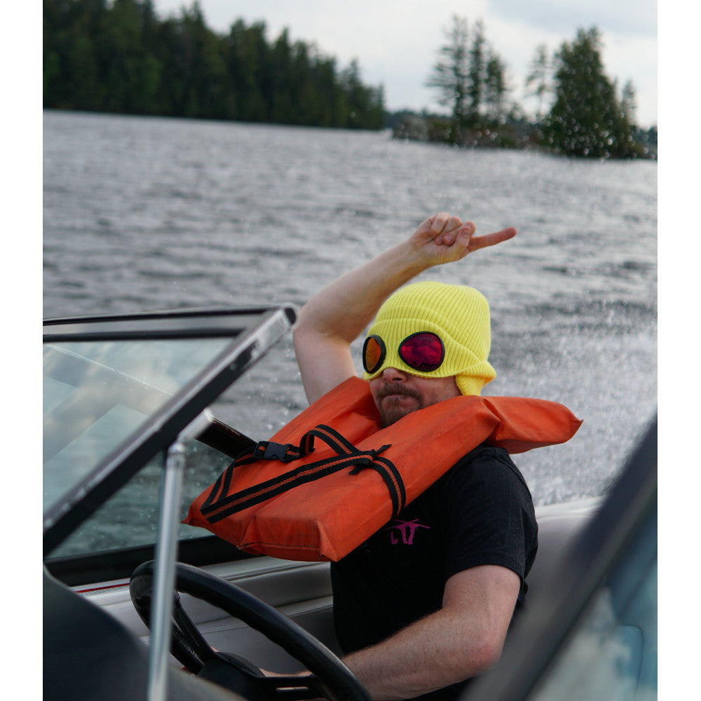 Jerry of the Day Send-O-Vision 4.0 The Send Burglar, man wearing driving boat. Funny ski and snowboard gifts, shirts, and apparel. 