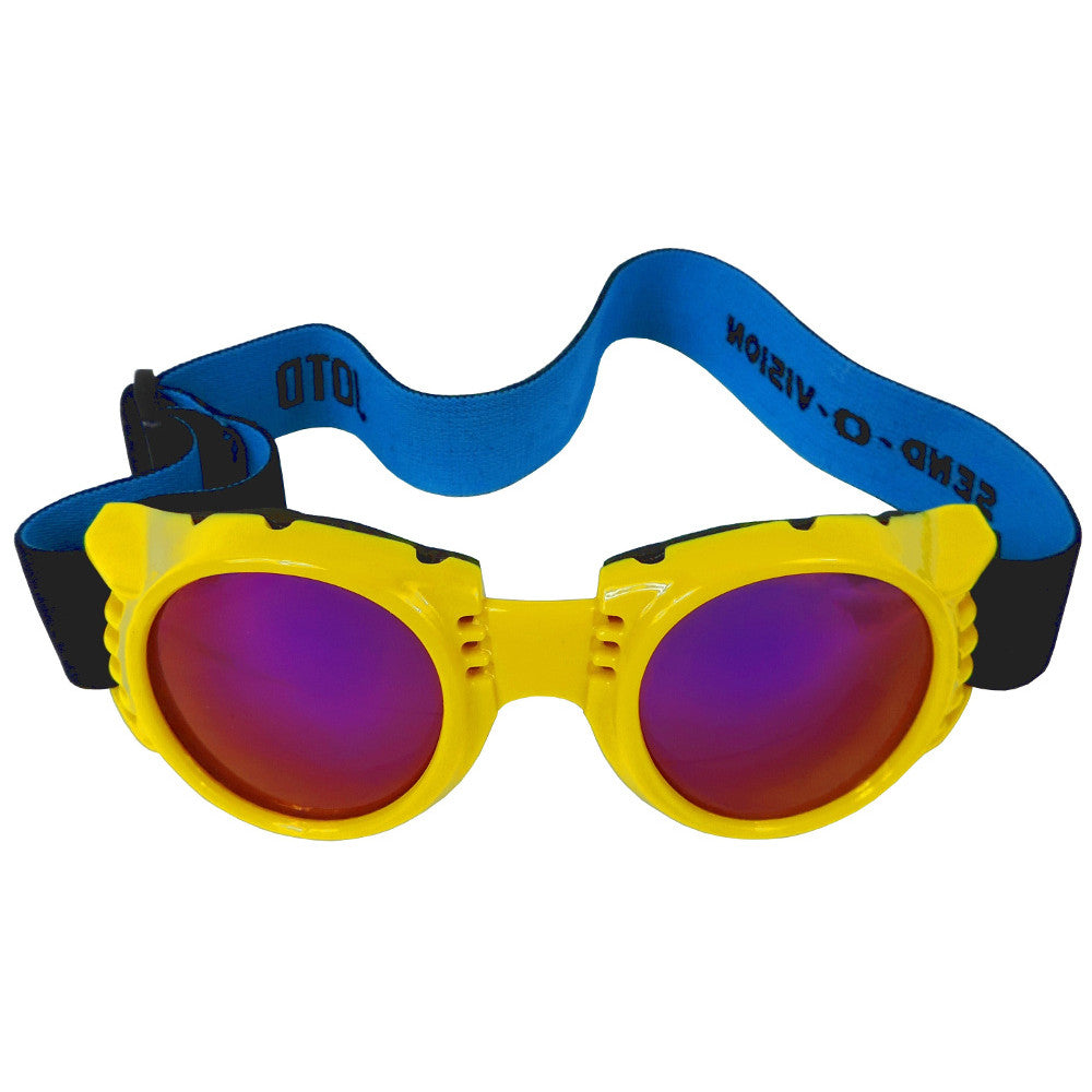 Jerry of the Day Send-O-Vision 2.0 Speed Goggles in yellow, front view. Funny ski and snowboard gifts, shirts, and apparel.